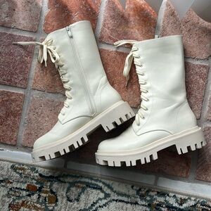 Public Desire Combat Boots Cream White